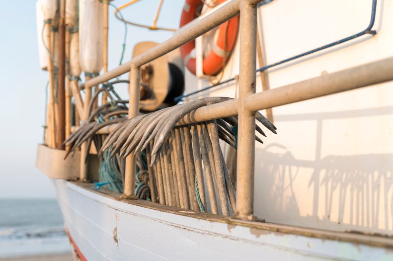 Hooks of a fishing vessel at Slettestrand in Denmark