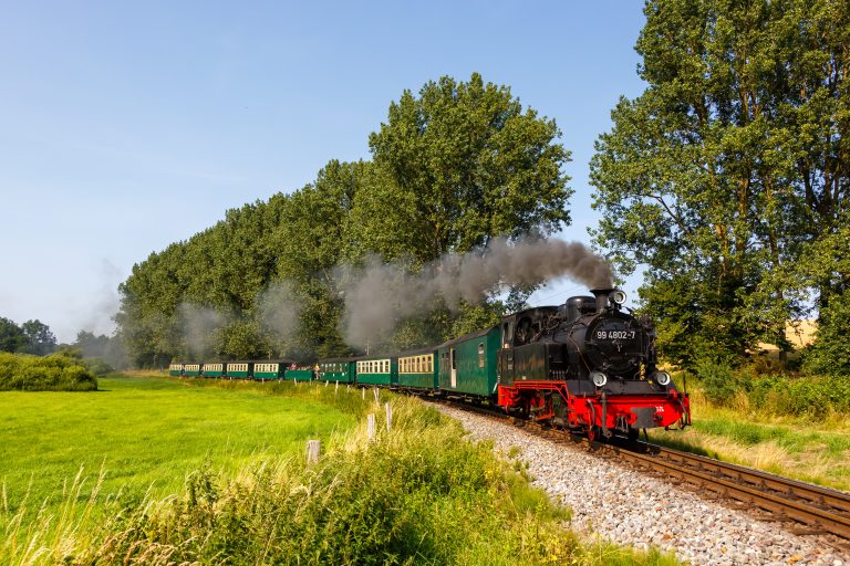 Rasender Roland steam train locomotive railway in Serams, Germany