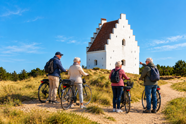 Cykeludflugt ved den hvide kirke