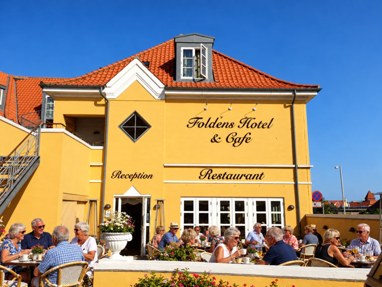 Solrig sommerterrasse ved Foldens Hotel